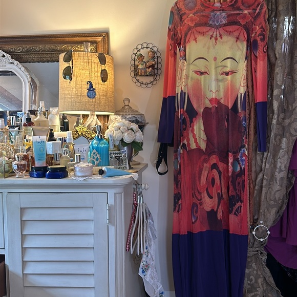 Vivienne Tam long mesh 90’s Y2K Buddha Kiss Dress - Picture 2 of 12